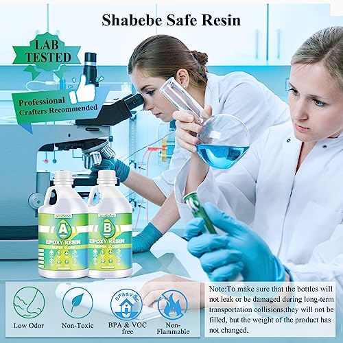 Epoxy Resin, 2 Gallon Super Gloss Epoxy Resin Kit, Self Leveling No Bubble Easy Mix 1:1 Casting & Coating Resin and Hardener Kit for Jewelry Casting, Shabebe