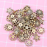 Sewroro 50pcs Unfinished Wooden Flower Cutouts Hollow Flower Wood Chip for DIY Crafts Wedding Christmas Decoration Sewroro