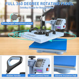 LYA Vinyl 15x15 Inch Heat Press Machine - 7 in 1 Heat Press 360-Degree Swing Away Digital Press Machine Multifunction Sublimation Combo Heat Transfer Lya Vinyl