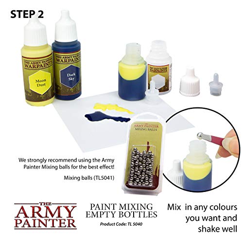 The Army Painter Paint Mixing Empty Dropper Bottles-12 ml, Pack of 6 Bottles with Dropper-Plastic Dropper Bottles for Acrylic Paint-Empty Plastic The Army Painter