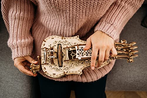 Wood Trick Lyra da Vinci 3D Wooden Puzzle for Adults and Kids to Build - Hurdy Gurdy Kit Musical Instrument - Wood Model Kit Wood Trick