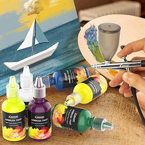 XDOVET Airbrush Paint, 28 Colors Airbrush Paint Set (30 ml/1 oz), Ready to Spray, Opaque & Neon Colors, Water-Based, Premium Acrylic Airbrush Paint - WoodArtSupply