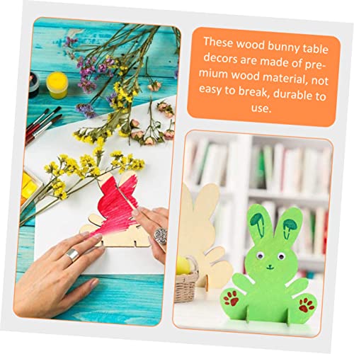Operitacx 4 Sets Handmade Rabbit Material Unfinished Bunny Table Ornament Rabbit Shape Tabletop Decoration Dinner Table Decor Hand Decor Bunny Wood Operitacx