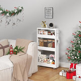 CHLORYARD Slim Storage Cart, 4-Tier Kitchen Rolling Cart Narrow Storage Cabinet with Handle & Wheels, Metal Rolling Shelf Unit for Kitchen Bathroom CHLORYARD