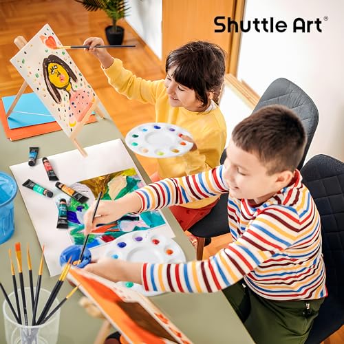 Shuttle Art 69 Pack Acrylic Paint Set, Acrylic Painting Set with 2 Pack of 15 Colors Acrylic Paint, 3 Sets of Wooden Easels, Canvas, Brushes & - WoodArtSupply