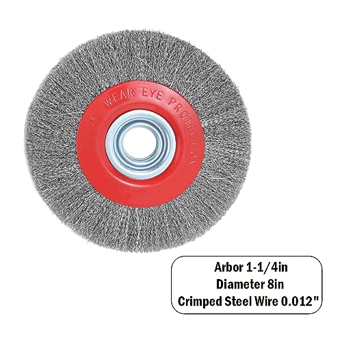 OSFTBVT 8in Bench Wire Wheel Brush for Bench Grinder Coarse Crimped Steel Wire 0.012" with 1/2" 5/8" 3/4" 7/8" 1"(5sets) Spacer Arbors - 2pack OSFTBVT