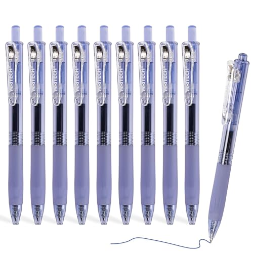 WRITECH Fine Point Gel Pens: Retractable 0.7mm Blue-Ink Color Pen for Journaling Smooth Writing Fine Point Tip Quick-dry Ink No Bleed Set 10ct WRITECH