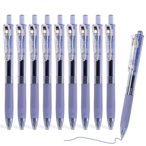 WRITECH Fine Point Gel Pens: Retractable 0.7mm Blue-Ink Color Pen for Journaling Smooth Writing Fine Point Tip Quick-dry Ink No Bleed Set 10ct - WoodArtSupply