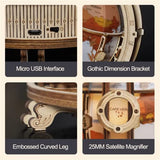 3D Wooden Puzzles Globe Model Kit for Adults to Build ROKR 3D Puzzles Night Light Desk Display Toy Unique Gift for Birthday/Anniversay ROKR
