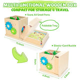 JUSTWOOD Montessori Toys for 1+ Year Old, 8-in-1 Wooden Play Kit Includes Object Permanent Box, Learning Activity Cube, Sorting & Stacking Toy, JUSTWOOD