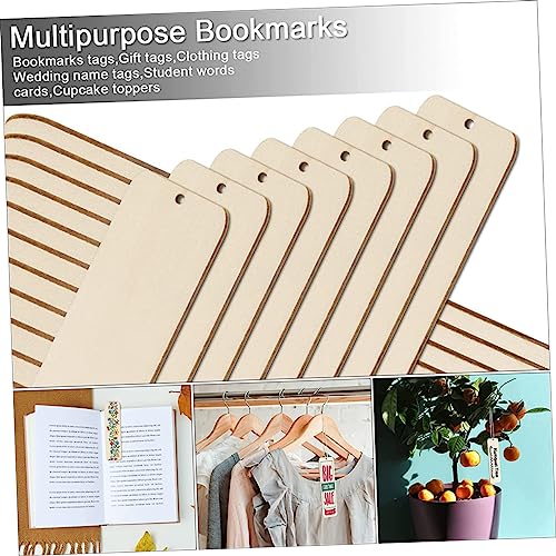 Tofficu 1 Set Wooden Bookmark Wood Crafts Tags Wooden Craft Bookmarks Unfinished Bookmark Blank Wooden Gift Tags Labels Lables Rustic Blank DIY Tofficu