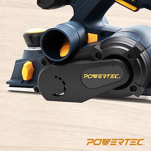 POWERTEC HP1005V Portable Corded Hand Planer 8 Amp Power Motor with 4 3/8 Hand Planer Blades | Electric Woodworking Tool