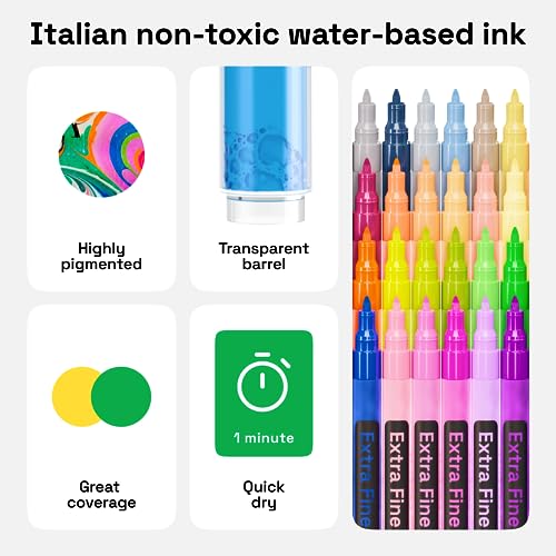 ARTISTRO 60 Acrylic Paint Pens - Extra Fine 0.7mm Paint Markers for Rock Wood Glass Canvas - Acrylic Markers Ideal for DIY Art Projects Scrapbooking ARTISTRO