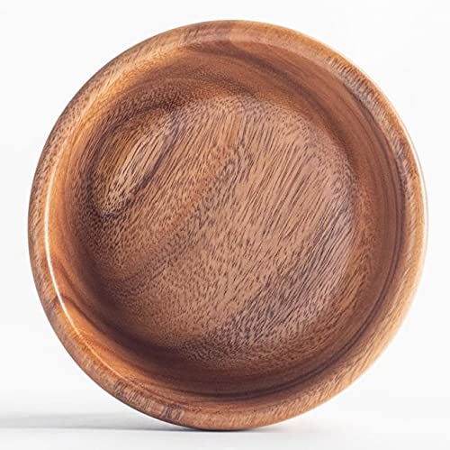 Acacia Wooden Salad Bowls (Set of 2): 6" x 3" Individual Wood Serving Bowls for Fruits, Cereal, or Soup - Handmade from a Single Organic Piece of