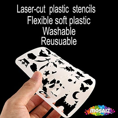 Mosaiz Stencils, 20 Pcs Drawing Stencils with Letter Stencils, Number, Themes for Christmas, Halloween, Birthday, Wedding, Bullet Journal Stencils - WoodArtSupply