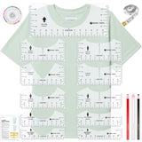 Tshirt Ruler Guide for Vinyl Alignment for 17pcs, Tshirt Ruler for Cricut Heat Press HTV Vinyl Center Designs, Tshirt Rulers for Craft Sewing Prime Vinyl