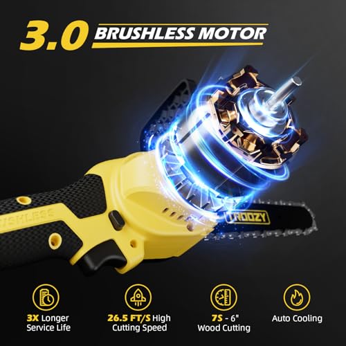 TROOZY Cordless Pole Saw & Mini Chainsaw 2-IN-1, 21V 3Ah Battery Powered 6 Inch Brushless Electric Rotatable Pole Saw, 15-Foot Max Reach & Troozy