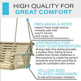 Porchgate Amish Heavy Duty 800 Lb Rollback Console Treated Porch Swing with Hanging Ropes (Unfinished) Porchgate