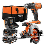 RIDGID 18V Cordless 1/2 in. Drill/Driver and 6-1/2 in. Circular Saw Combo Kit with 2.0 Ah and 4.0 Ah Battery, Charger, and Bag RIDGID