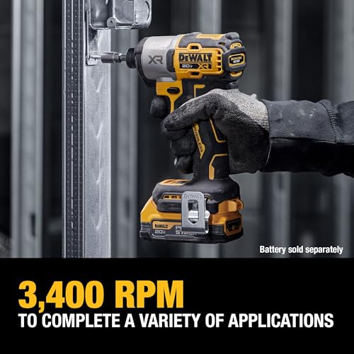 DEWALT 20V MAX XR Impact Driver, Brushless, 1/4", 3-Speed, Bare Tool Only (DCF845B), Yellow, Black DEWALT