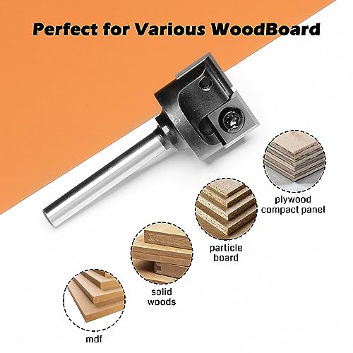 Genmitsu CNC Spoilboard Surfacing Router Bit 1/4" Shank, Slab Flattening Router Bit with 1" Cutting Diameter, 2 Flutes Insert Carbide Wood Planer Genmitsu