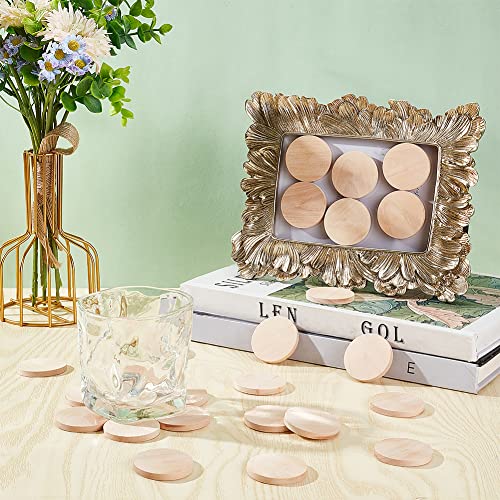 OLYCRAFT 50pcs 1.6 inch Natural Wood Slices 0.2" Unfinished Wooden Circles Blank Natural Wood Circle Round Cutouts Thick Wood Discs Chip for DIY