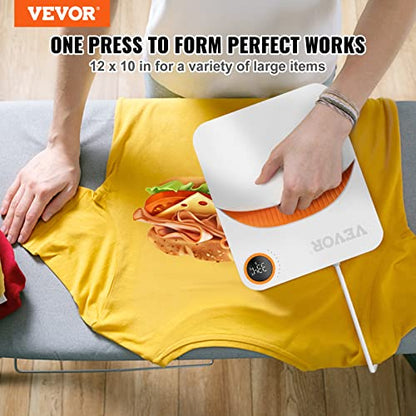 VEVOR Heat Press Machine,10x12inches Portable Shirt Printing Multifunctional Sublimation Transfer Heat Press Machine Teflon Coated, Easy Iron-on