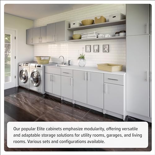 Prepac Elite 32" Light Gray Storage Cabinet with Adjustable Shelves Prepac