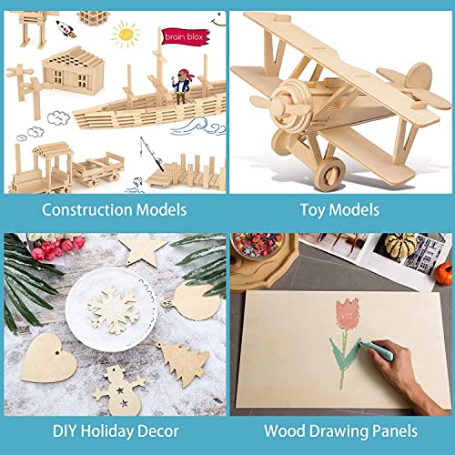 12 Pack 12 x 12 x 1/16 Inch-2 mm Thick Basswood Sheets for Crafts Unfinished Plywood Sheet Square Craft Wood Sheet Boards for DIY Projects, AWIZOM