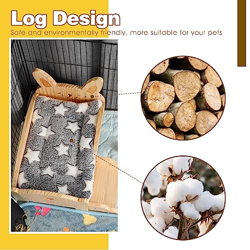 Rypet Wooden Guinea Pig Bed with Stairs and Mat Cozy Small Animals Cushion Bed Detachable Small Pet Hut Habitats for Guinea Pig Dwarf Rabbit Rypet