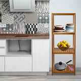 VaeFae Teak Bathroom Shelf, 4-Tier Storage Shelf, Wooden Stand Shelf Organizer for Bathroom, Kitchen, Living Room, Laundry, Garage VaeFae