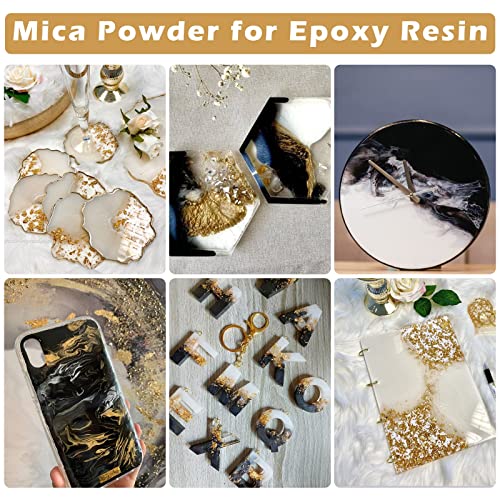 HTVRONT Gold Mica Powder for Epoxy Resin - 3.5 oz (100g) Nature Epoxy Resin Pigment Powder, Non-Toxic & Easy to Mix Mica Powder for Candle Making, - WoodArtSupply