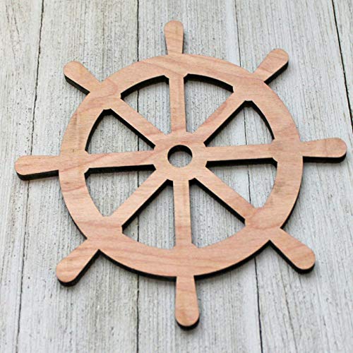 6" Ship Boat Wheel Nautical Unfinished Wood Laser Cutout Cut Out Shapes Crafts