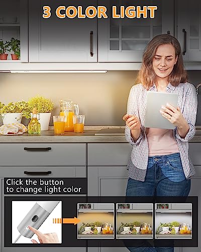 Under Counter Lights for Kitchen, Plug in Under Cabinet Lights with Memory Function, 16 Inch LED Closet Light with 3 Colors 2800/4000/6500k, Super - WoodArtSupply