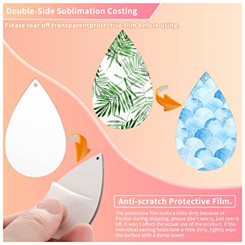 60 Pieces Sublimation Blanks Products, Sublimation Earring Blanks Unfinished Wood Teardrop Earring Pendant with Earring Hooks and Jump Rings Earrings HooAMI