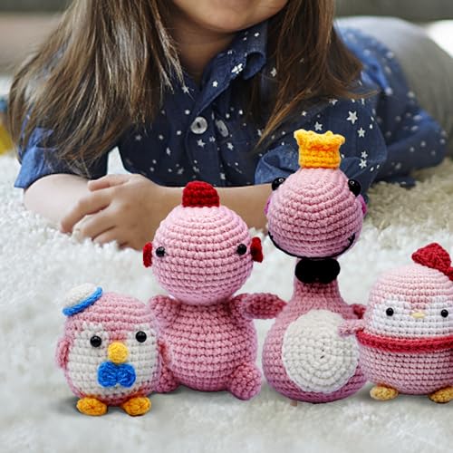 Easefuli Crochet Kit 4 PCS, Crochet Kit for Beginners Dinosaur Penguin Crochet Kits for Adults and Kids DIY Knitting Supplies, Crochet Kits, Knitting - WoodArtSupply