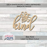 Be Kind Wood Cutouts for crafts, Laser Cut Wood Shapes 5mm thick Baltic Birch Wood, Multiple Sizes Available Elliefont Styles