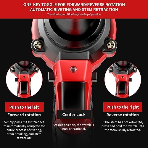 Dufuls Cordless Rivet Gun, Electric Rivet Gun Kit with 2PCS Battery and Charger, Brushless Blind Riveter Tool Kit for 1/8", 5/32", 3/16" Rivets Dufuls