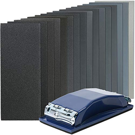LotFancy Sandpaper 60 to 5000 Grit, 108PCS 9 x 3.6” Dry Wet Sand Paper with Sanding Block, Silicon Carbide Sanding Sheet Assortment, for Automotive LotFancy
