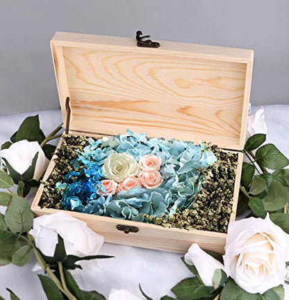 dedoot Unfinished Wooden Box with Hinged Lid 9.7x5.5x2.7 Inch Rectangle Keepsake Box Clasp Wood Box, Storage Box Wooden Gift Boxes for DIY Crafts,
