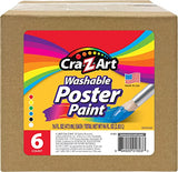 Cra-Z-Art Washable Poster Paint Bulk, Assorted Colors 16oz each bottle, 6 count Cra-Z-Art