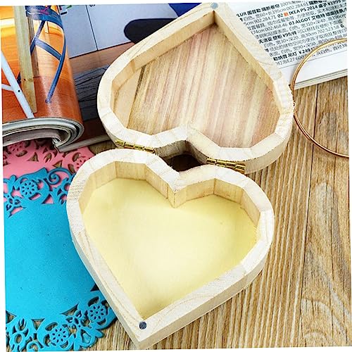 ABOOFAN 6 Pcs Wooden Box Jewelry Storage Boxes Gift Container Valentines Day Heart Wood Block Heart Shape Wood Boxes Kids Jewelry Organizer Kids Gift ABOOFAN