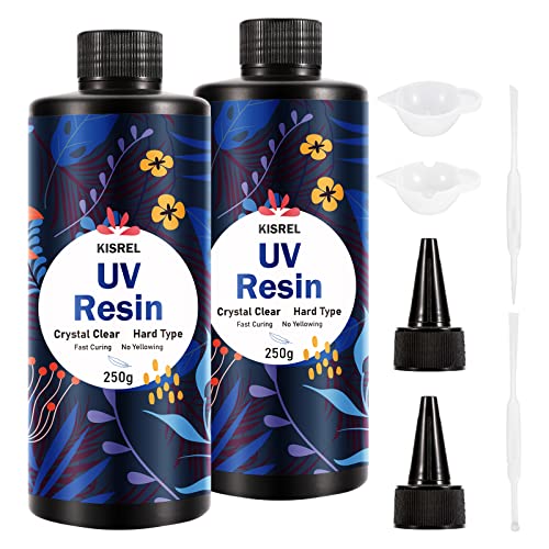 KISREL UV Resin 500g - Upgraded Hard Type Crystal Clear Ultraviolet Curing UV Epoxy Resin for Craft Jewelry Making - WoodArtSupply