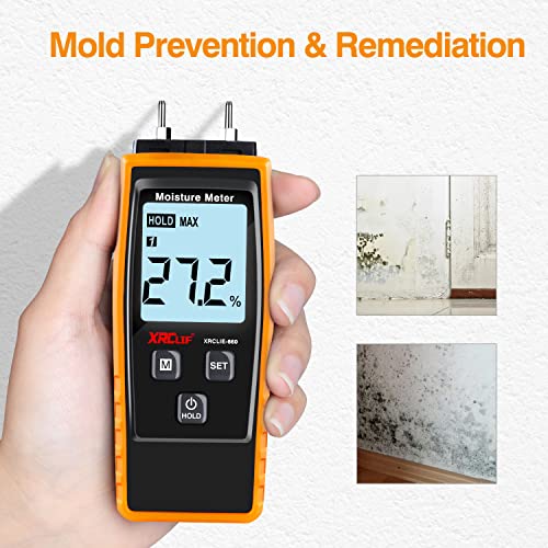 XRCLIF Wood Moisture Meter - Digital Moisture Meter for Wallls/Firewood/Lumber/Mortar, Handheld Wood Humidity Meter, Moisture Detector for Walls - WoodArtSupply