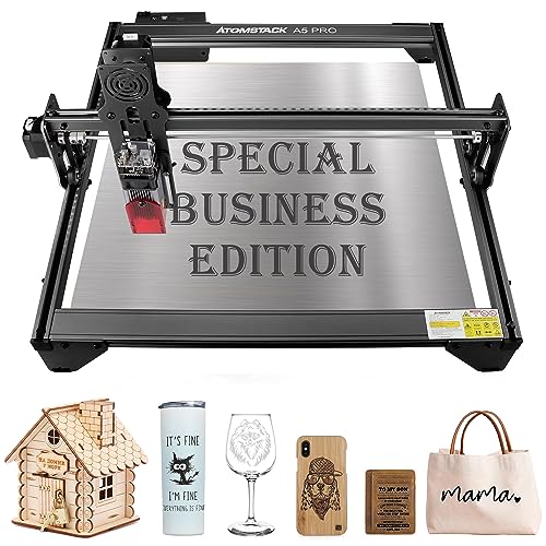 ATOMSTACK A5 Pro Commercial Laser Engraver, 5W Output Power Laser Cutter, 40W Laser Engraving and Cutting Machine for Metal and Wood, Leather, - WoodArtSupply