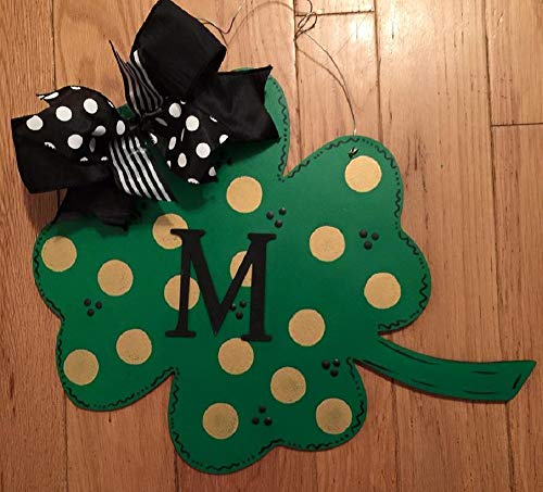 4 Leaf Clover Cutout Unfinished Wood St. Patrick's Day Leprechaun Door Hanger Spring Decor MDF Shape Canvas Style 1 (6") - WoodArtSupply