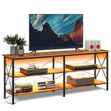 WLIVE TV Stand for 65 70 inch TV with LED Lights, Gaming Entertainment Center with Storage, Industrial TV Console for Living Room, Long 63" LED TV WLIVE