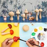 Woohome 26 PCS Wooden Mushroom Various Sizes Natural Unfinished Mushrooms Wooden Peg Figures, Natural Unpainted Wood Figures Decorative for Arts and Woohome