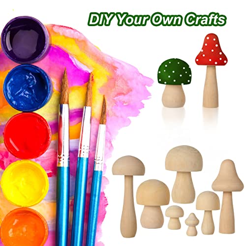 21PCS Wooden Mushroom to Crafts, 7 Different Sizes Natural Wood Mushrooms for Paint, Unfinished Unpainted Wooden Mushrooms Figures Decor for Arts & EATHEATY