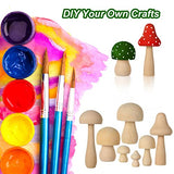 21PCS Wooden Mushroom to Crafts, 7 Different Sizes Natural Wood Mushrooms for Paint, Unfinished Unpainted Wooden Mushrooms Figures Decor for Arts & EATHEATY